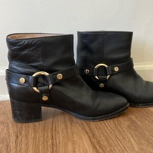 Harness Black Leather Bootie